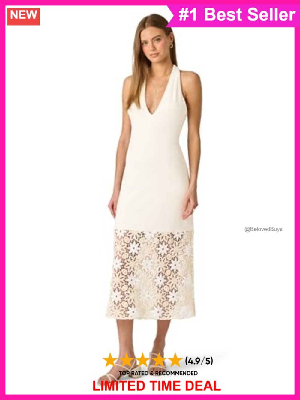 Adrianna Papell Strapless Printed Midi Dress Halter Crochet Knit